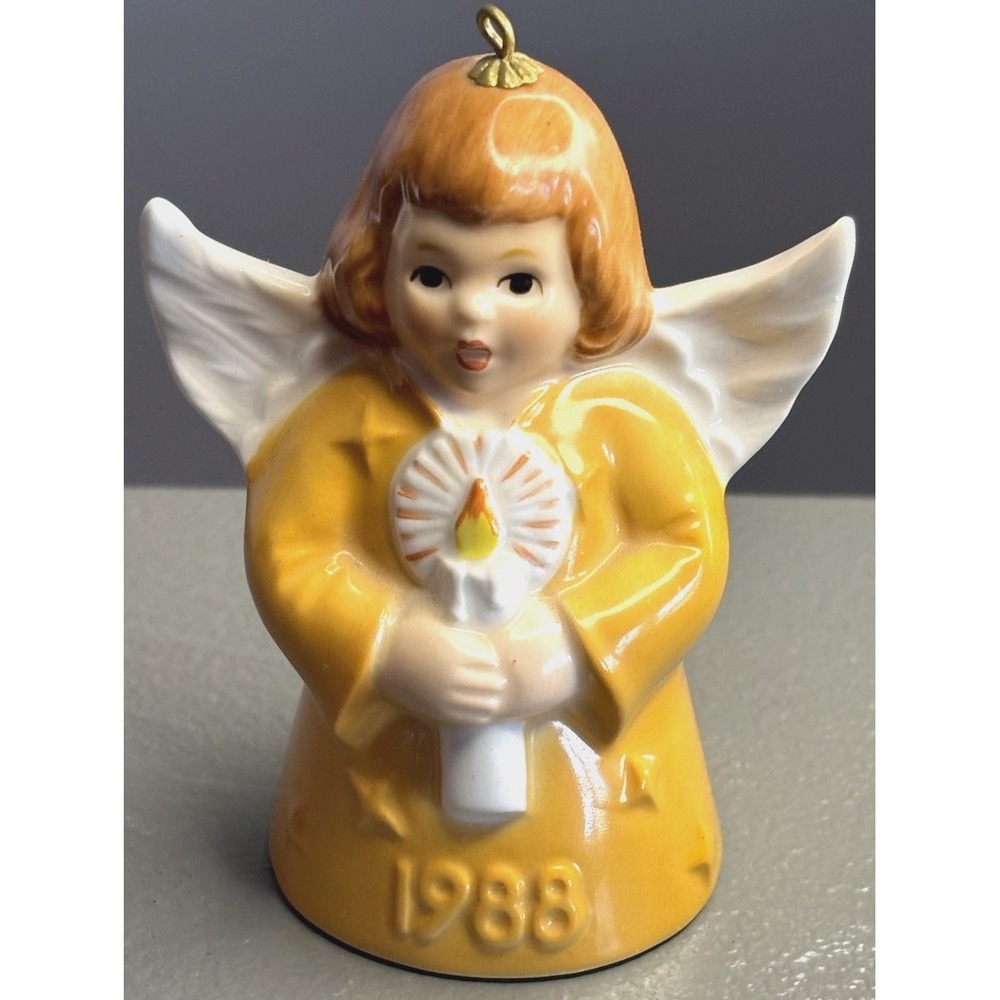 Vintage 1988 Goebel Angel Bell Holding Candle Christmas Tree Ornament